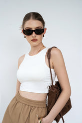 Becky Ribbed Tank - White